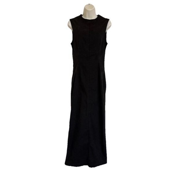 Reformation Kendi Denim Midi Dress Washed Black Stretch Back Slit Women's 4 - Picture 6 of 16